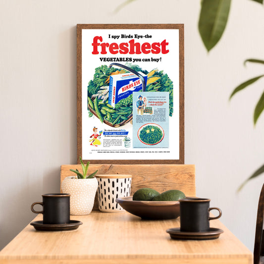Birds Eye Frozen Vegetables Nostalgic Vintage Print ready to frame A5/A4/A3